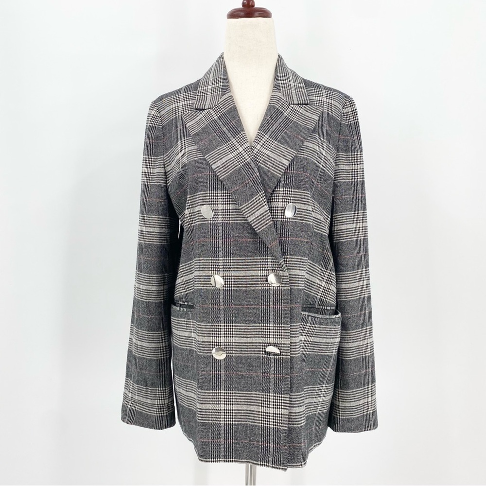 Vilagallo Glen Plaid Double-Breasted Women's Jacket Size 38‎ US 6